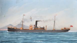 Attributed to G. Roberto (19th/20th Century), 'S.S. Sheldrake', in the bay of Naples, watercolour