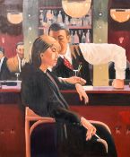 After Vetttriano, figures in a bar, oil on board, 24