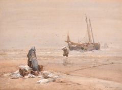 Dudley Hardy (1867-1922), fisherfolk sorting the catch, watercolour, signed and dated 1901, 14