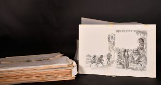 Eric Kincaid (1931-2023), a large quantity of black and white illustrations, some with text,