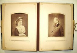 [R.F. & Isabel BURTON PHOTOGRAPHS] Victorian Cartes de Visite Album, bound in turquoise velvet