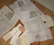 PASSPORTS, 3 x folding, part ms. passports 1850/1852 (1 with leather covers) for Viscount Barrington