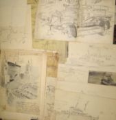 SILAS (Ellis Luciano) collection of loose sketches (9 maritime studies relating to the shipwreck