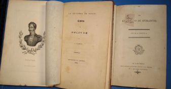 OLMEDO (J. J.) La Victoria de Junin. Canto & Bolivar, 8vo, frontis. Portrait & 2 plates, red half