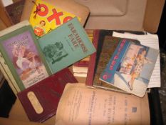 A box of cookery books, pamphlets and manuscript recipes.