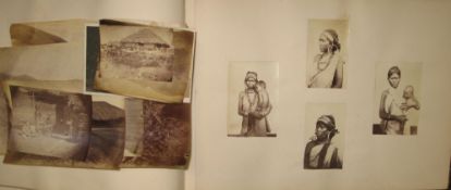 [INDIA PHOTOGRAPH ALBUM] large oblong half-leather album with approx.. 23 leaves with one or more