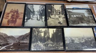 AMRITSAR / INDIA / HIMALAYAS, 7 framed photos of views, street scenes etc. (7).