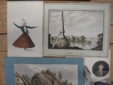 WATERCOLOURS, 18th & 19th c., one framed, rest u/f. (Q).