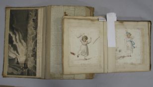 (SCRAPBOOKS) 1 x large folio, 1 x large 4to, mostly newscuttings, but some prints, ms. components,