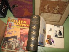 Books and a ms. schoolbook with illus. (small Q).