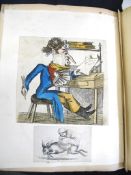 [PRINTS / SCRAPBOOK] 4to album: a peculiar assemblage 18th - late 19th c. of prints (incl. 1 after