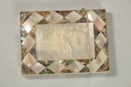 A VICTORIAN MOTHER OF PEARL CALLING CARD CASE. 