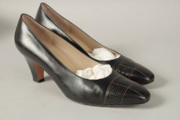 A PAIR OF SALVATORE FERRAGAMO NADIA NERO CALF LEATHER SHOES. Size 38.5.