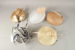 A COLLECTION OF FIVE DESIGNER HATS, including by David Shilling.