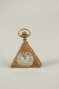 A TRIANGULAR MASONIC POCKET WATCH. 5cms x 5cms.