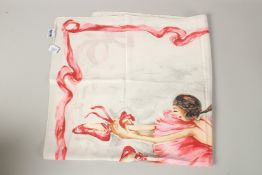 A MOSCHINO CHEAP AND CHIC BALLET DANCER SILK SCARF. 82cms x 86cms.