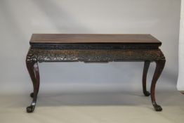 A VERY GOOD CHINESE ALTAR TABLE OR SIDE TABLE, 19TH CENTURY, POSSIBLY ZITAN OF HUANGHALI, with a