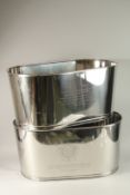 A LARGE PAIR OF BOLLINGER CHAMPAGNE COOLERS. 62cms x 37cms wide x 30cms high.