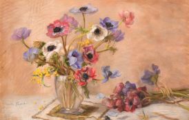 Aimee Rapin (1869-1956) French, a still life of flowers in a glass vase, pastel, signed, 16