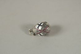 A SILVER AND ENAMEL ANCHOR AND FLAG PENDANT.