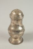 A SMALL GEORGE II SILVER SUGAR CASTER.