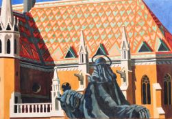 Lesley Giles (20th Century), buildings in Budapest, oil on canvas, 25