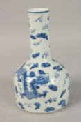 A CHINESE BLUE AND WHITE PORCELAIN VASE. 25.5cms high.