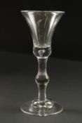 A GOOD GEORGIAN WINE GLASS with baluster stem.