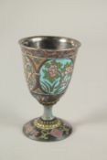 A GOOD SILVER CLOISONNE GOBLET. 9.5cms high. 140grms.
