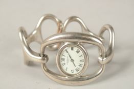 A CHOPARD SILVER .925 WRISTWATCH. No. 5030 33717. In a Chopard box.