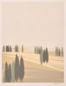 Pascal Besson (b. 1931), trees in a Southern landscape, colour print, image size 17.75