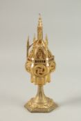 A CONTINENTAL SILVER GILT CHALICE AND COVER as a GOTHIC CHURCH with spire. In the MANNER OF PUGIN.