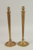 A GOOD PAIR OF BRONZE LAMPS.