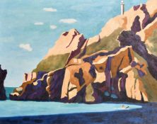 Lesley Giles (20th Century), a coastal view, oil on canvas, 22