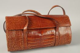 A CALLISTA BROWN LEATHER BAG. 33cms wide.