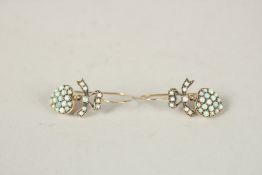 A PAIR OF 9CT GOLD VICTORIAN STYLE SWEETHEART OPAL EARRINGS.