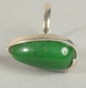 A SILVER JADE RING.