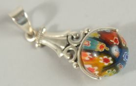 A SILVER ITALIAN MILLEFIORI PENDANT.