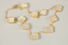 A SILVER GILT AND MOTHER-OF-PEARL NECKLACE.