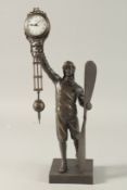 A SPELTER AVIATOR MYSTERY CLOCK. 38cms high.