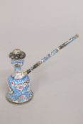 AN INDIAN MINIATURE ENAMELLED HUQQA, 10cm high.