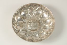 AN OTTOMAN EMBOSSED SOLID SILVER BOWL, with foliate petal design and central relief flower head,