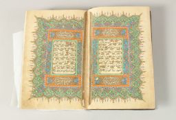 A FINE OTTOMAN LEATHER BOUND QURAN SIGNED HAFIZ UTHMAN AL-FAWZI, dated 1258.
