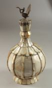 A FINE AND UNUSUAL INDIAN -POSSIBLY FOR THE EUROPEAN MARKET, SILVER MOUNTED MOTHER OF PEARL