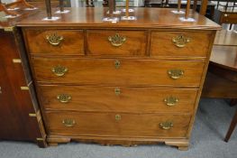 A 19th century mahogany chest of three short and three long drawers.