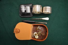 Silver napkin ring etc.