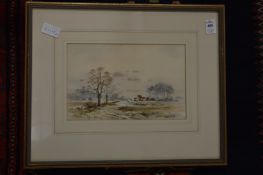 Allan Morgan, Rural landscape with a building and another similar, a pair together with a pair of