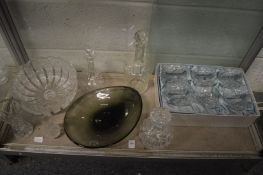 Glassware to include a large cut glass bowl.