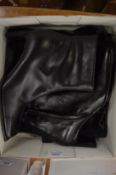 A pair of Nine West ladies black leather boots, size 39.