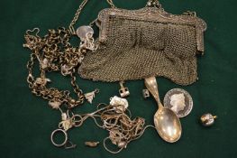Small silver items, chain mail purse etc.